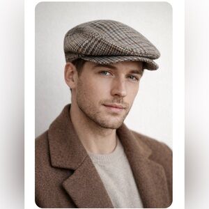 Men's or Women’s Newsboy Brown Plaid Checkered Flat Cap